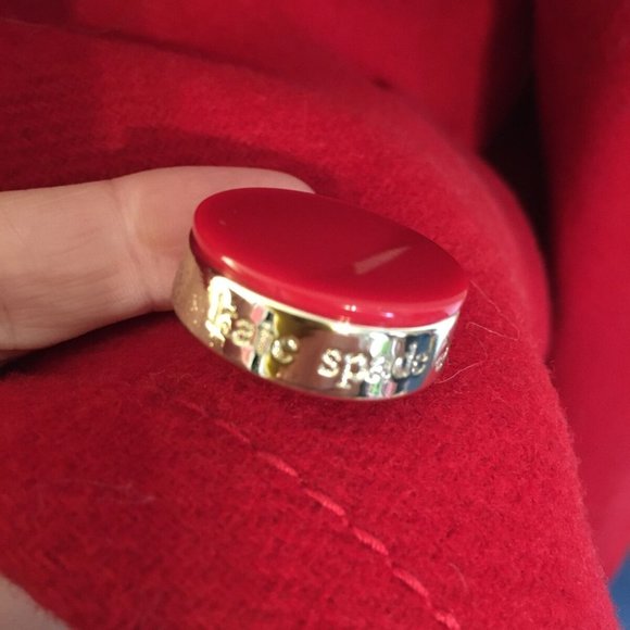 Kate Spade NEW YORK Women's Red Scarlet Faux Fur Collar Wool Coat M NWT - Picture 8 of 11